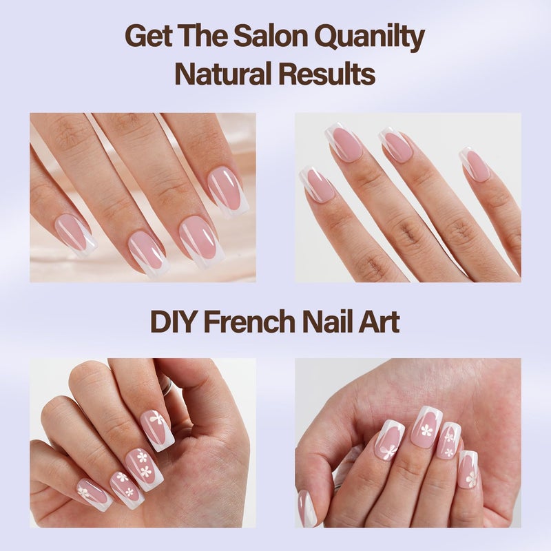 Misssix XBASICTIPS Deep French Gel Nail Tips, 150Pcs Soft Gel French Tip Press on Nails, Short Square Pre-shaped False Nails, No Need to File Fake Nails for Nail Art DIY - Image 5
