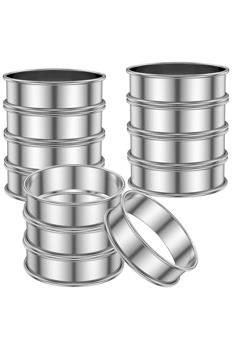 erorex 8cm 12pcs 12Pcs English Muffin Rings 304 Stainless Steel Crumpet Rings Nonstick Tart Rings Double Ro