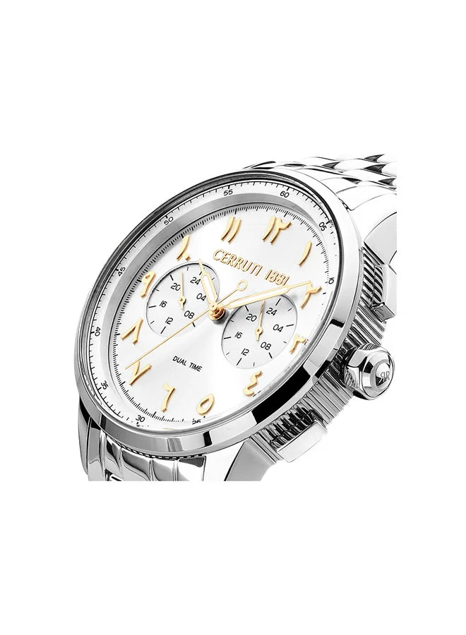 شيروتي 1881 Men's Round Shape Stainless Steel Band Analog Wrist Watch 44 mm - White Dial - CIWGK2224908