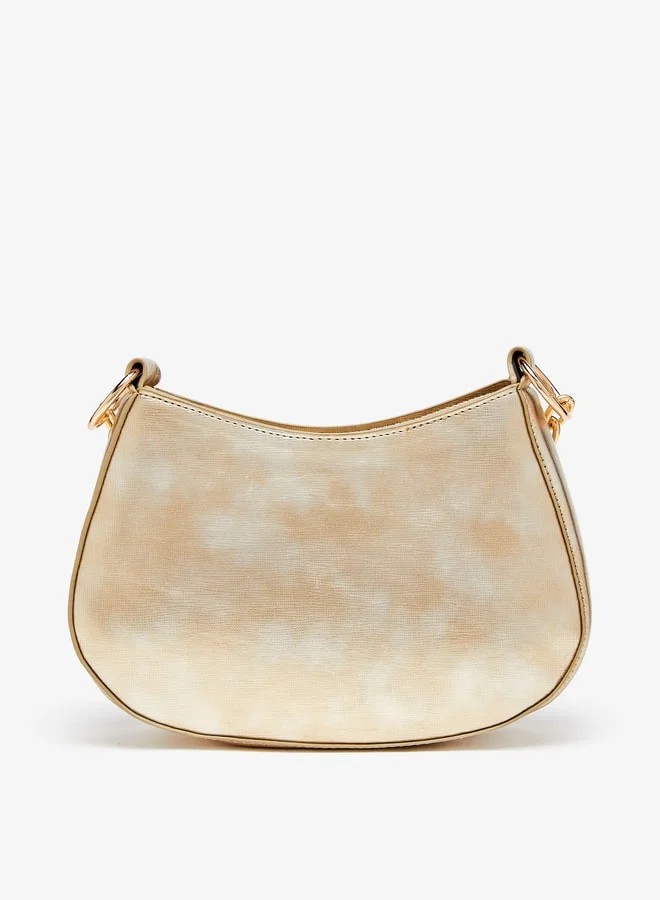 Flora Bella By Shoexpress Women Textured Shoulder Bag with Chain Strap and Zip Closure