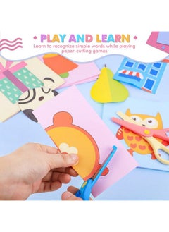 UCEC Toddler Scissors Kids Paper Cut 100 Sheets 2Pcs Plastic Safety Scissors + 2Pcs Stainless Steel Preschool Training Scissors Diy Art Craft Origami Paper Child Scissors For Kids Preschool Child  - Image 5