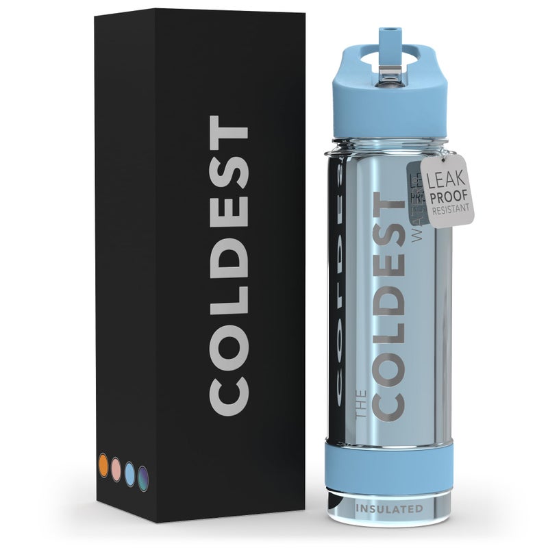 THE COLDEST WATER Coldest Insulated Water Bottle with Straw Lid - Stainless Steel Metal Insulated Bottle for Men & Women (Silver Reflections, 40 oz) - Image 1