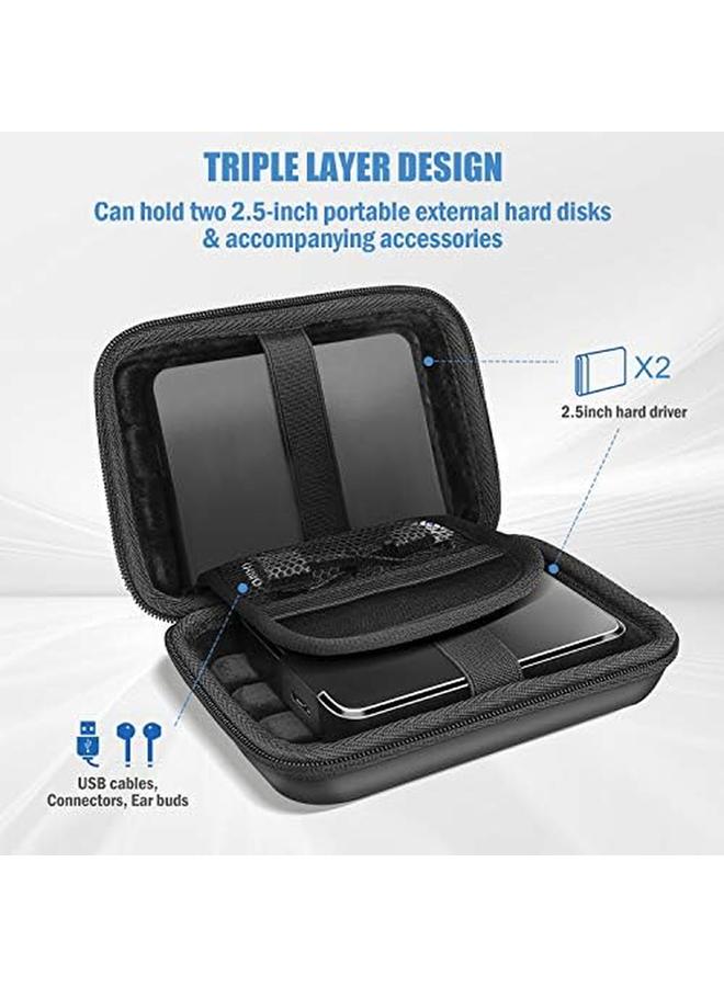Procases Hard Drive Case 2.5 Inch For Elements Wd My Passport Canvio Basics Seagate Backup Plus Slim Expansion 1Tb 2Tb 3Tb 4Tb Portable External Hard Drive Carrying Case Black - Image 3