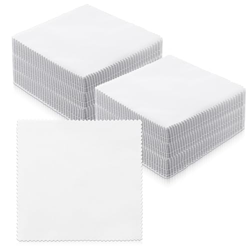 Exclaith 100 Pack 5-inch Cotton Fabric Squares, 5″ Precut Cotton Fabric Squares, Solids White Charm Pack, White - Image 1