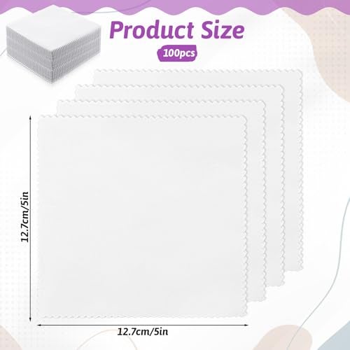 Exclaith 100 Pack 5-inch Cotton Fabric Squares, 5″ Precut Cotton Fabric Squares, Solids White Charm Pack, White - Image 2