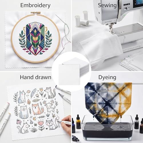 Exclaith 100 Pack 5-inch Cotton Fabric Squares, 5″ Precut Cotton Fabric Squares, Solids White Charm Pack, White - Image 4