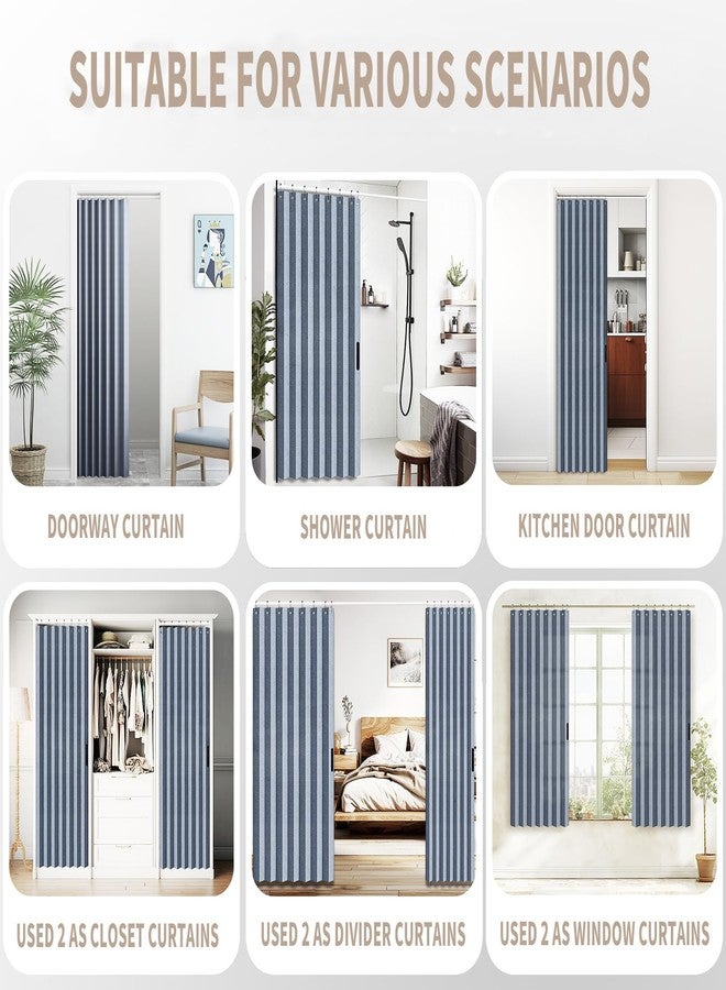 Vatge Accordion Door Curtain for Bedroom and Closet Without Door, Room Divider Curtain for Living Room/Bathroom/Bedroom, 1 Panel with Tie Back, W39 x L78 Inch, Blue - Image 5
