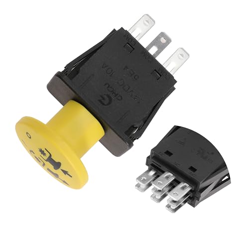 NuFlySic Clutch PTO Switch 8 Terminals for Scag for Murray for AYP for Husqvarna Compatible with 481687 483957 94927MA 6201316MA 146283 140404 430433 532140404 1716332SM 10 AMP Yellow Knob - Image 1