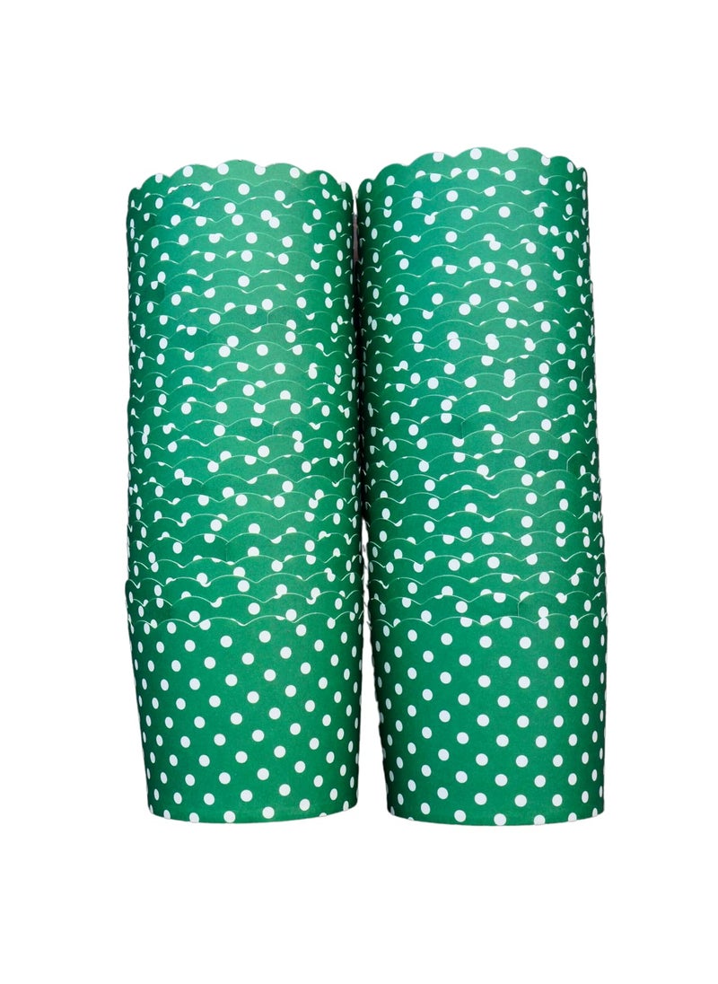 BAKE-IN-CUP BAKEINCUP 50Pack Paper Baking Cups Greaseproof Disposable Cupcake Muffin Liners Large Green Polka Dots 