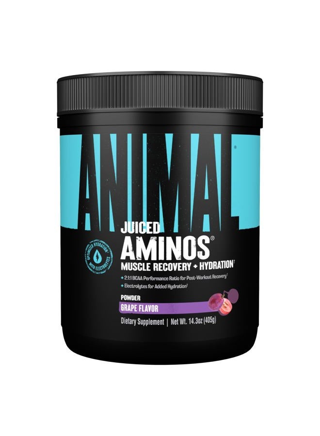 ANIMAL Juiced Amino Acids - BCAA Powder EAA Matrix Plus Hydration with Electrolytes and Sea Salt Anytime Recovery and Improved Performance, Grape Flavor, 30 Servings - Image 1