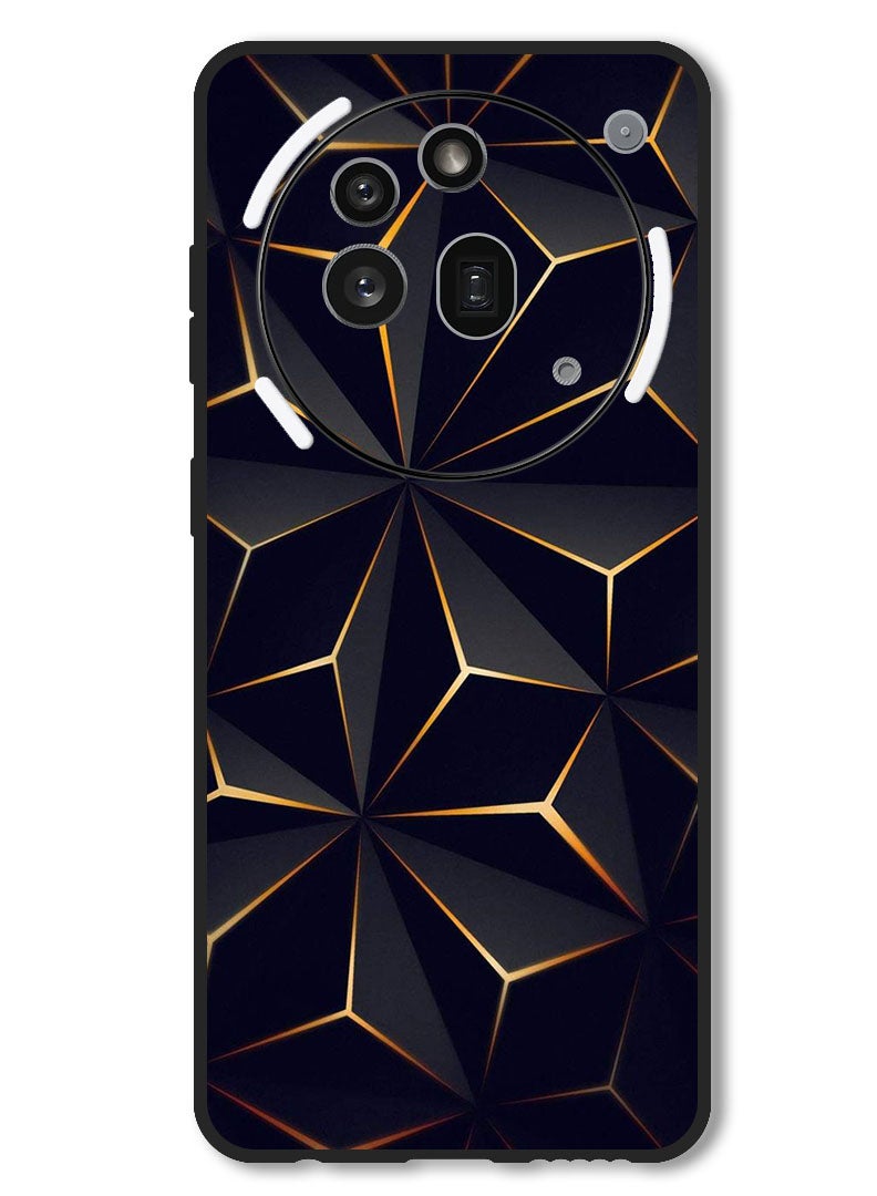 Theodor Case Compatible with Nothing Phone 3a Pro Protection Shockproof Bumper Cover Black Gold Patter - Image 1