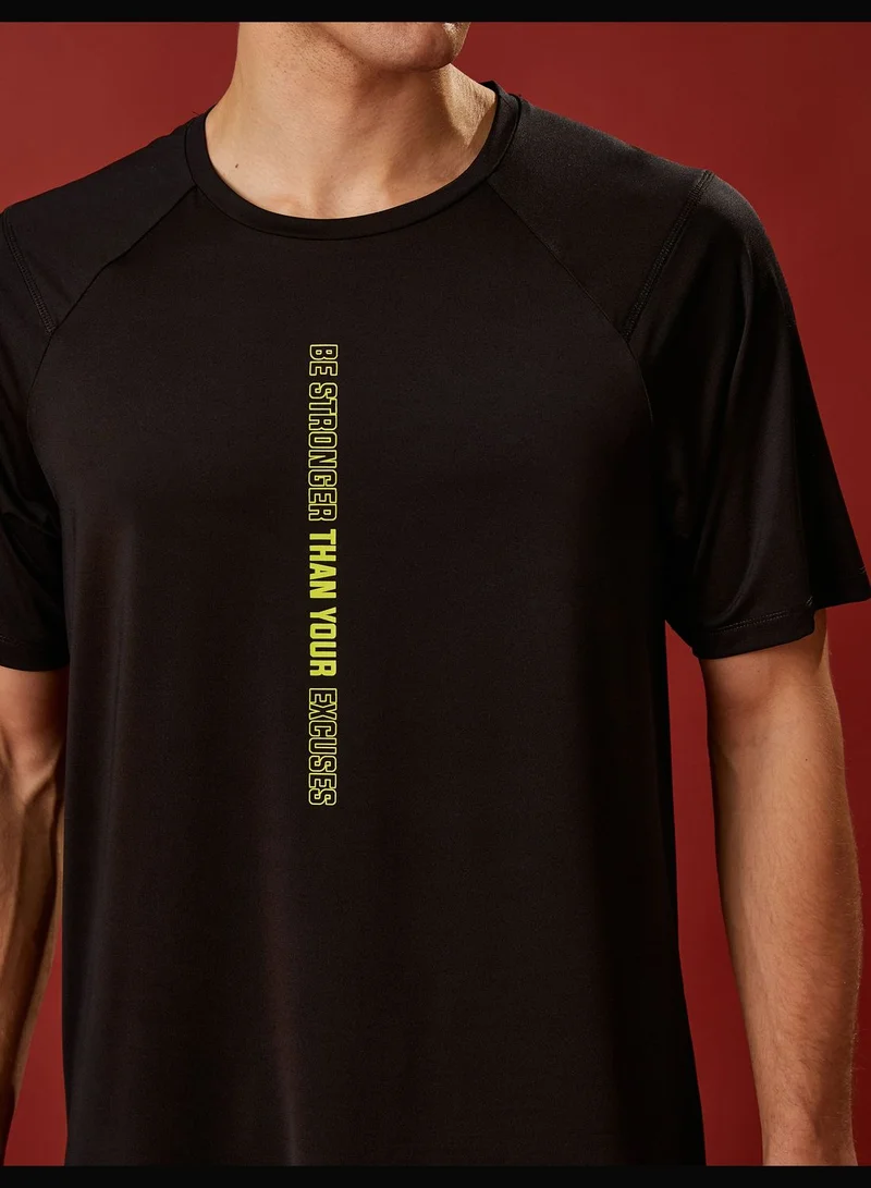 KOTON Basic Sport T-Shirt Slogan Printed Crew Neck