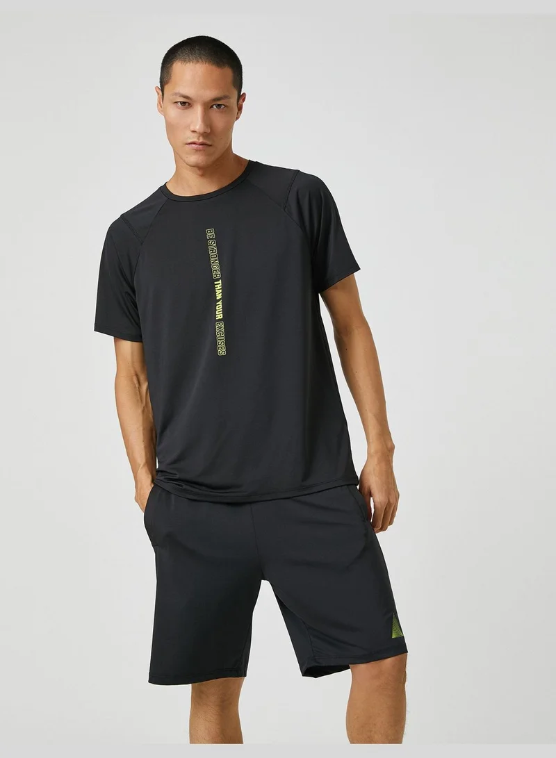 KOTON Basic Sport T-Shirt Slogan Printed Crew Neck