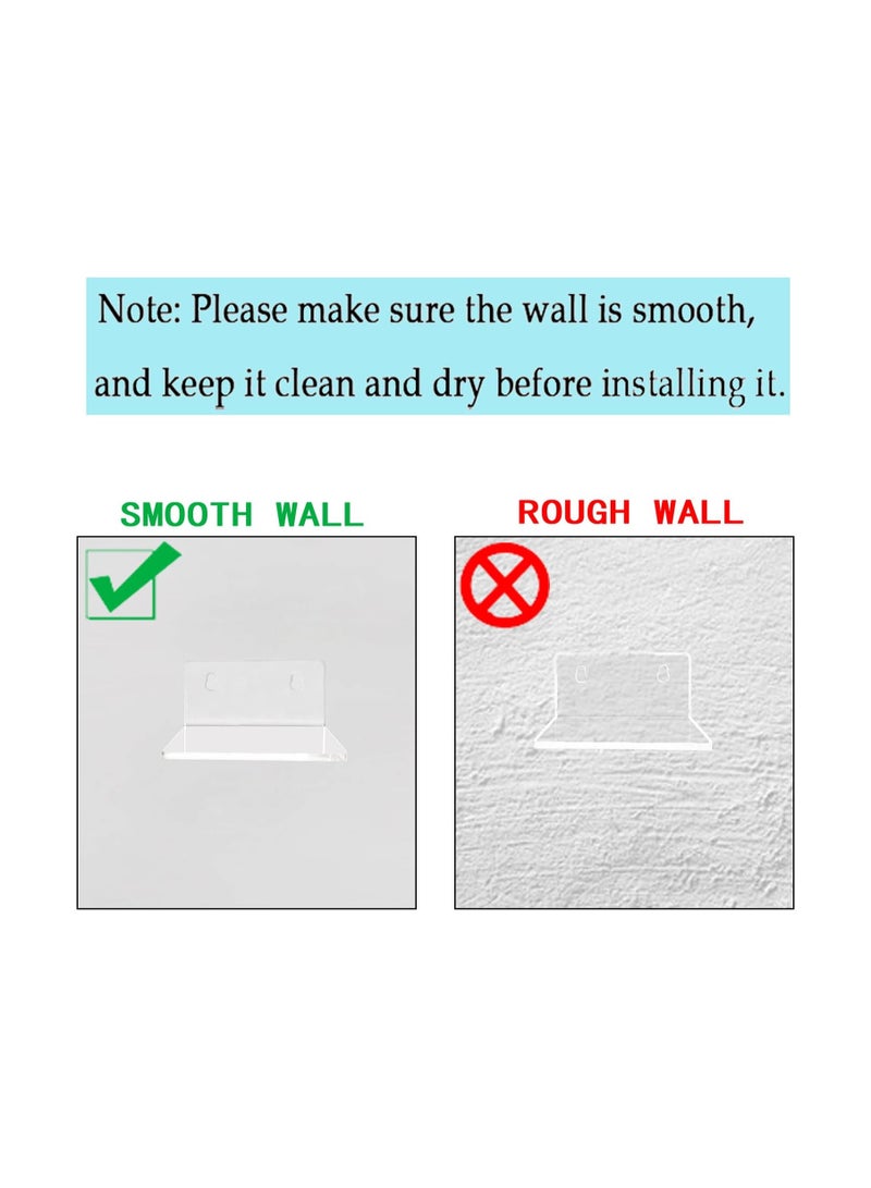 Eworld 7-Ledges Acrylic Adhesive Wall Shelves, Clear Mini Floating Shelf with Smooth Rounded Edges for Displaying Mini Frames, Toys, and Small Trinkets, Adhesive or Screw Installation Options Included - Image 5