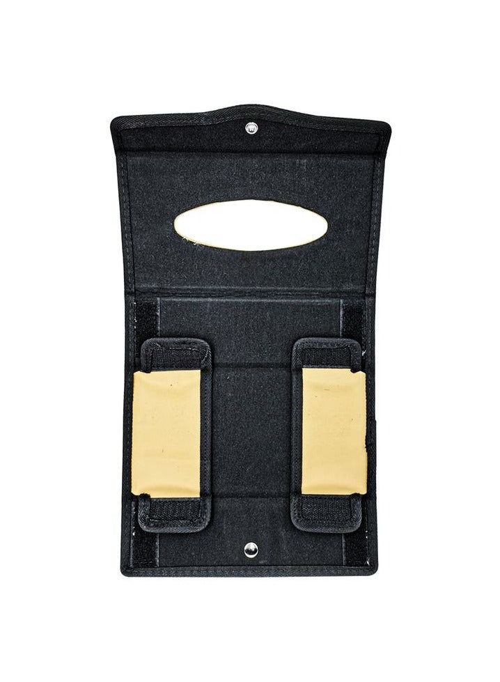 Car Tissue Dispenser Large-capacity Auto Folding Tissue Case PU Leather - Beige & Black - Image 4