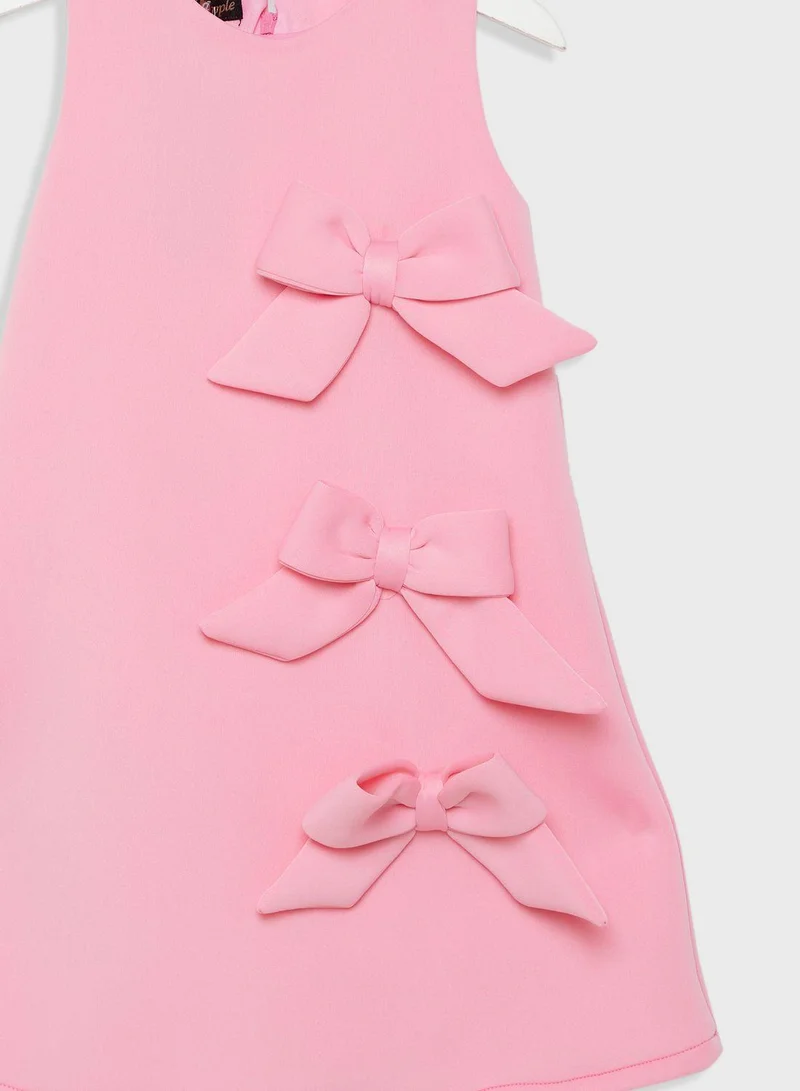 ليتل جولدن ابل Kids Kittle With Bow Design Dress