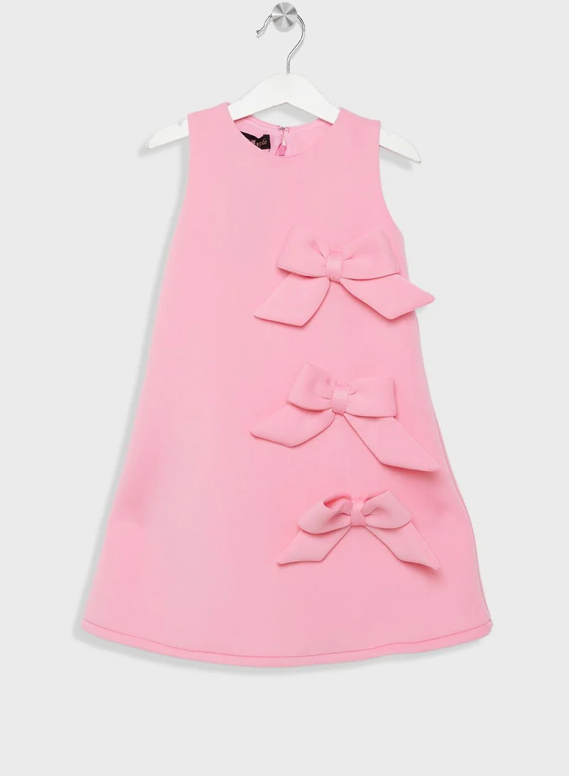ليتل جولدن ابل Kids Kittle With Bow Design Dress