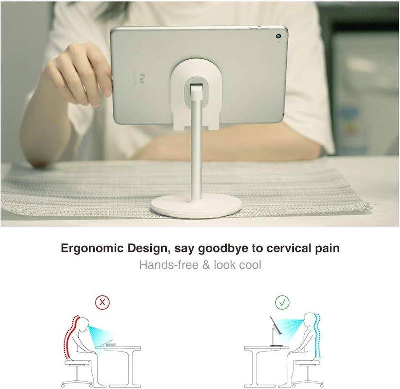 Bright Stone Phone Stand for Desk, Adjustable Cell Phone Holder for Desk, Compatible with 4"-12.9" Phones/Tablet/iPhone/iPad/Switch (White) - Image 3
