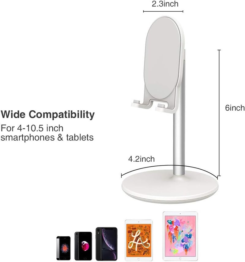 Bright Stone Phone Stand for Desk, Adjustable Cell Phone Holder for Desk, Compatible with 4"-12.9" Phones/Tablet/iPhone/iPad/Switch (White) - Image 4
