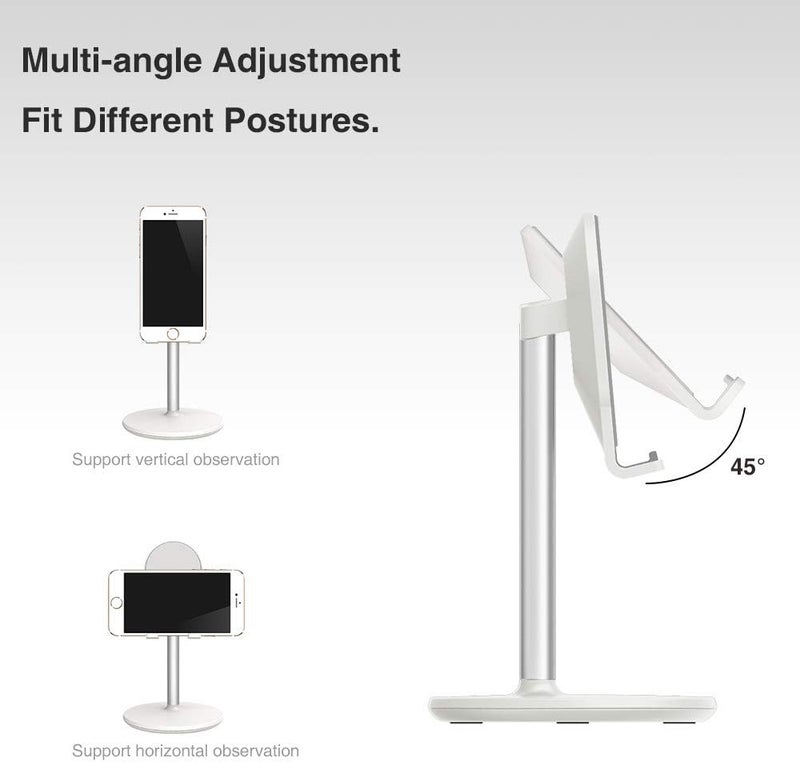 Bright Stone Phone Stand for Desk, Adjustable Cell Phone Holder for Desk, Compatible with 4"-12.9" Phones/Tablet/iPhone/iPad/Switch (White) - Image 5
