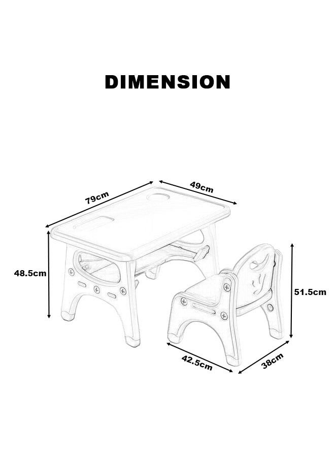 JSAITOYS Kids Study Drawing Safe Plastic Height Can be Adjusted Desk With Chair - Image 2