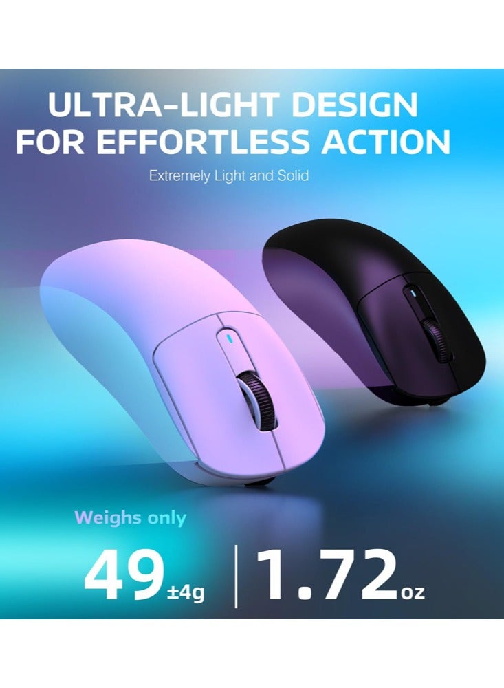 هجوم القرش ماوس ألعاب لاسلكي خفيف X3PRO بدقة 4K/8K مع ثلاث وضعيات (سلكي/2.4GHz/بلوتوث)، حساس بصري PAW3395، دقة 26 ألف نقطة، مفتاح Kailh GM8.0، بطارية طويلة، 7 أزرار للكمبيوتر/اللابتوب/ويندوز/ماك (أبيض) - Image 4