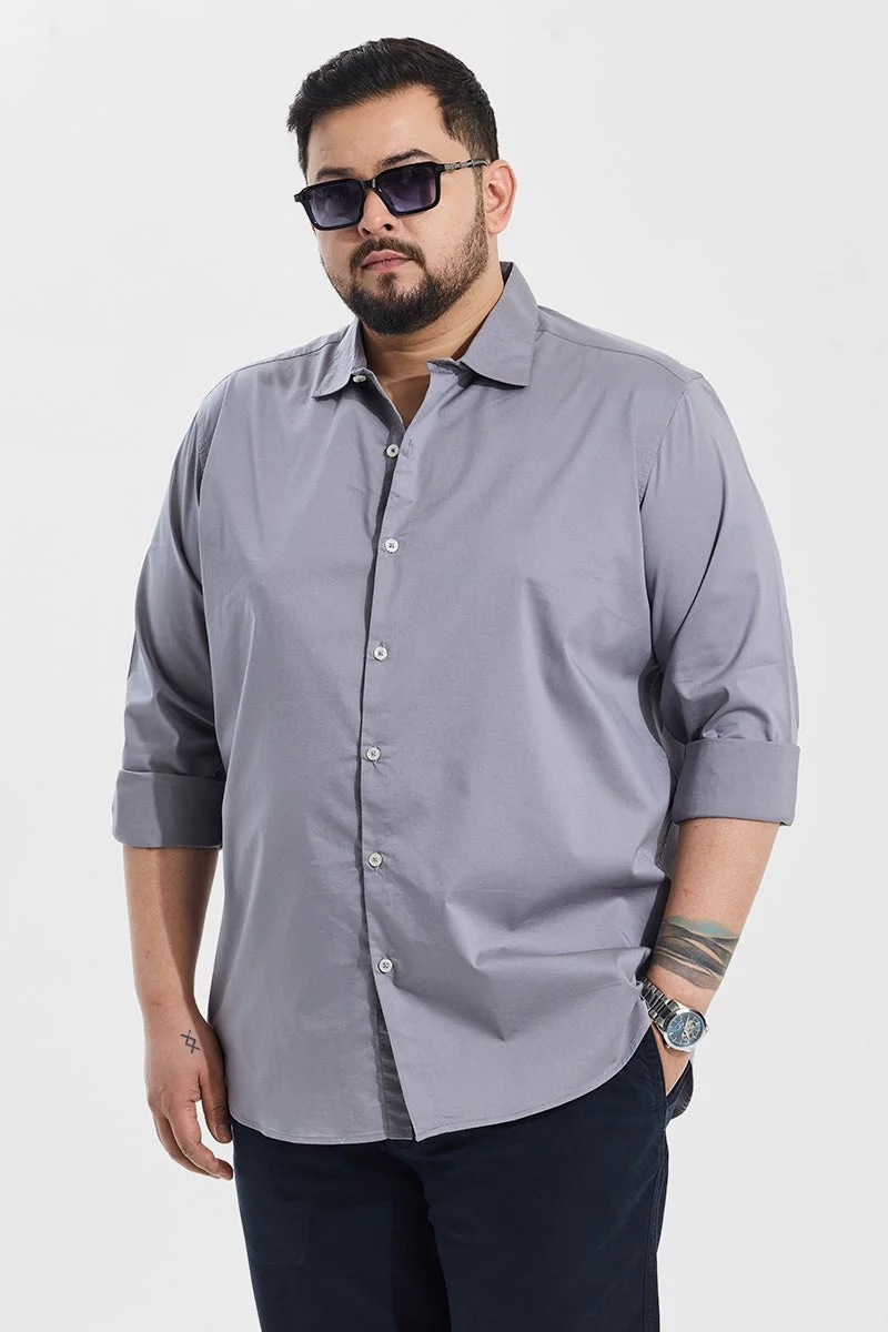 SNITCH Grey Regular Fit Plus Size Shirt