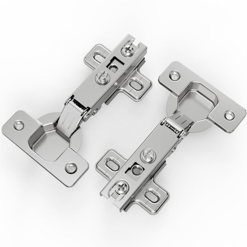Chibery 2 Pack Full Overlay Cabinet Hinges, Regular Standard Closing, Slide-on, Self-Closing, Frameless Concealed Euro 105 Degree Compact Hinges for Kitchen, Bathroom, 3/4" Overlay, Nickel Plated - Image 1