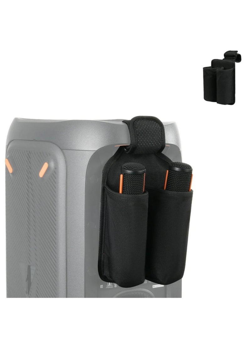 2 Slots Microphone Storage Bag Nylon Hanging Organizer Pouch Non-Slip Microphone Stand for JBL Partybox 110/120 310/320 710 Wireless Microphone - Image 3
