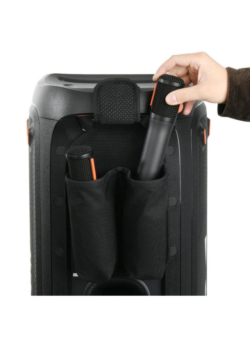 2 Slots Microphone Storage Bag Nylon Hanging Organizer Pouch Non-Slip Microphone Stand for JBL Partybox 110/120 310/320 710 Wireless Microphone - Image 4