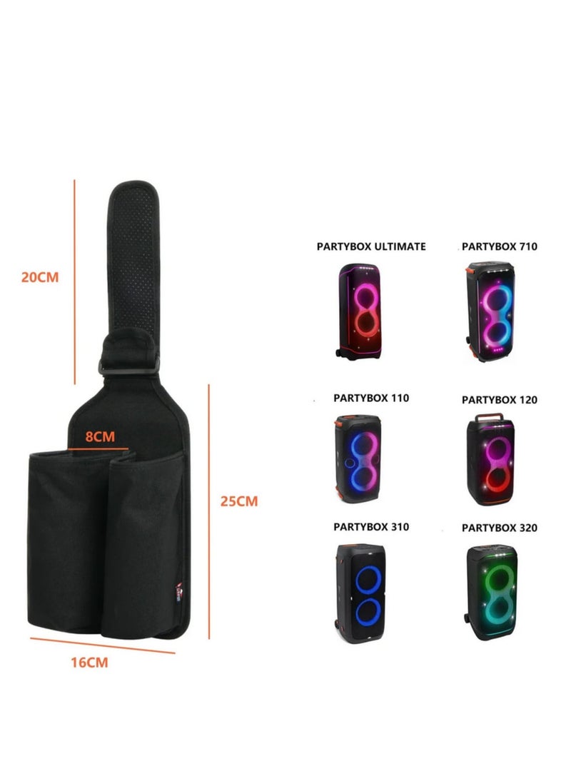 2 Slots Microphone Storage Bag Nylon Hanging Organizer Pouch Non-Slip Microphone Stand for JBL Partybox 110/120 310/320 710 Wireless Microphone - Image 5
