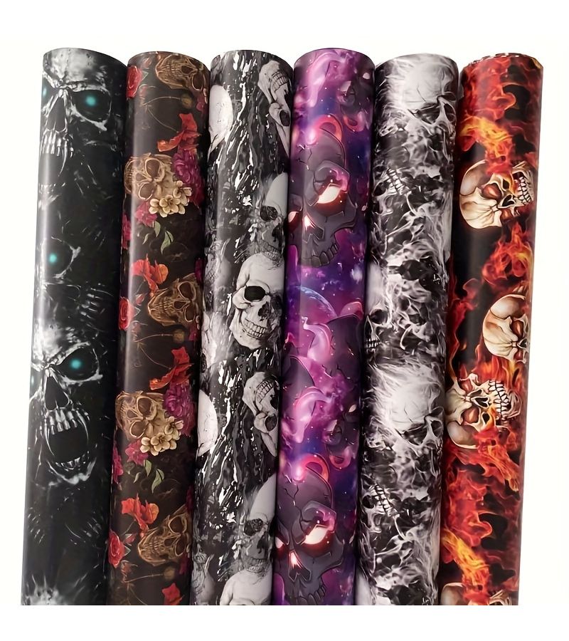 Car Color Change Sticker Skull Graffiti 19.68 Inch 59.06 Inch Green Eyes Flames Vinyl Wrap - Image 1