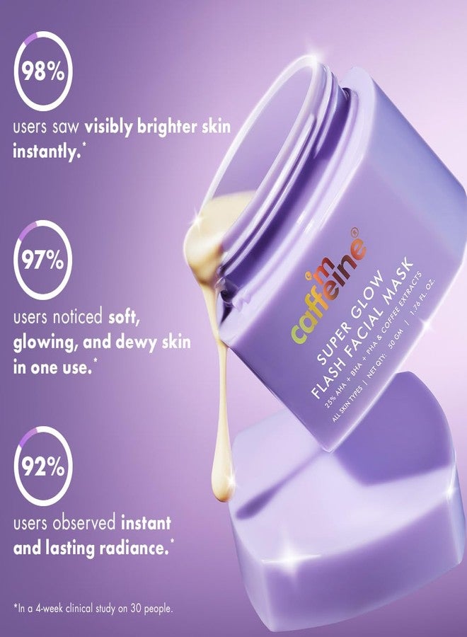 mCaffeine Super Glow Flash Facial 25% AHA+BHA+PHA Face Mask | 5 Mins Glow Face Pack | Instant Brightening & Hydrate Winter Skin | Unclogs Pores, Removes Blackhead & Dead Skin | Tan Removal | Color Changing Mask for Dry Skin- 50gm - Image 5