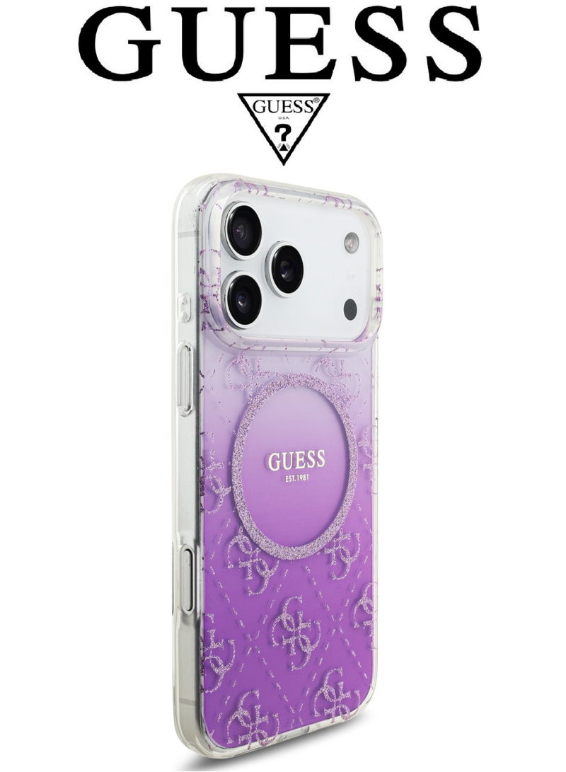 CG MOBILE iPhone 17 Pro Max silicone phone case in a stylish gradient Purple and transparent design with a premium texture. iPhone 17 Pro Max case supports MagSafe wireless charging. iphone 17 pro max back cover with back protection against impacts.  French-designed, elegant iphone 17 pro cover, certified in partnership with GUESS and CG MOBILE. Purple phone case. - Image 2