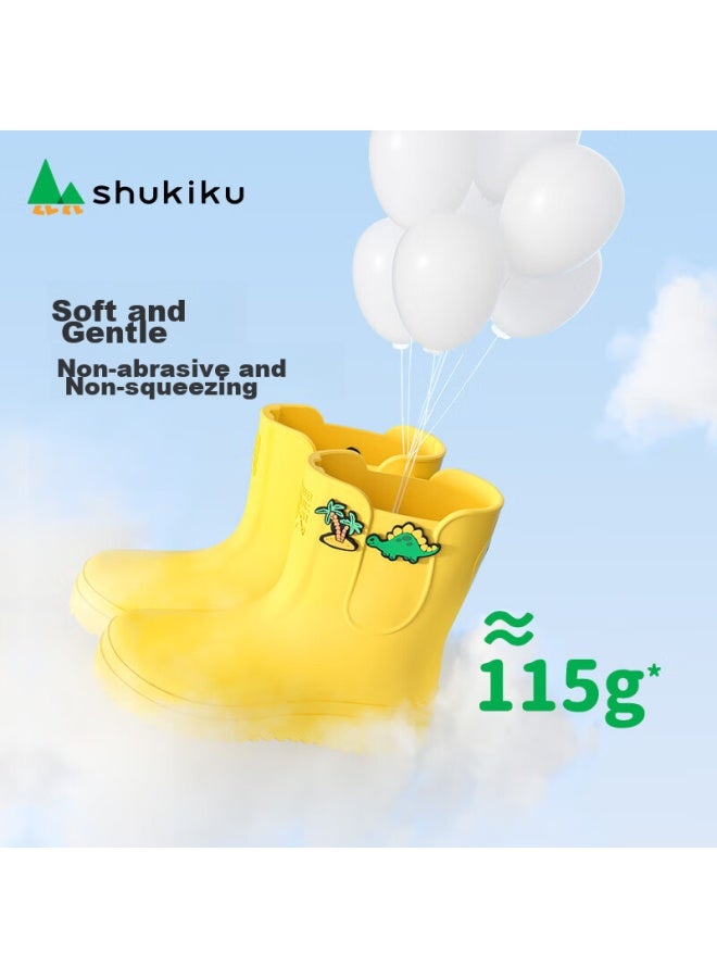 Shukiku أحذية مطر للأطفال من شوقيكو، خفيفة الوزن، غير قابلة للانزلاق، للأولاد والبنات، طلاب رياض الأطفال والمدرسة الابتدائية، صفراء، مقاس 28/190 - Image 4