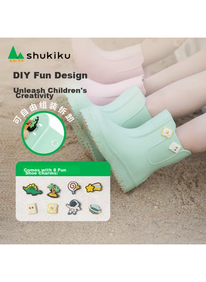 Shukiku أحذية مطر للأطفال من شوقيكو، خفيفة الوزن، غير قابلة للانزلاق، للأولاد والبنات، طلاب رياض الأطفال والمدرسة الابتدائية، صفراء، مقاس 28/190 - Image 5