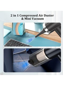 Excefore 2 in 1 Cordless Handheld Vacuum Cleaner and Air Duster, 8Kpa Foldable Mini Vacuum Rechargeable 52000RPM Air Duster Car Vacuum Portable Keyboard Cleaner Air Blower for Computer/Car/House  - Image 2