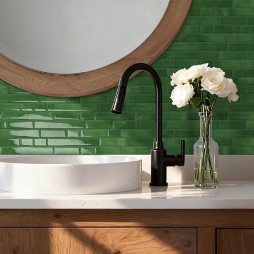 Tiwoos Green Peel and Stick Tile Backsplash 12"x12" Self Adhesive Wall Tiles 3D Marble for Kitchen, (10-Sheet) - Image 4