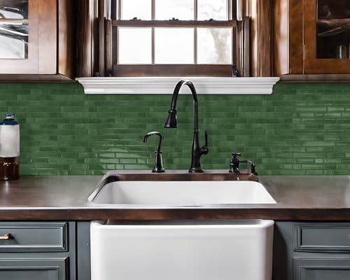 Tiwoos Green Peel and Stick Tile Backsplash 12"x12" Self Adhesive Wall Tiles 3D Marble for Kitchen, (10-Sheet) - Image 3