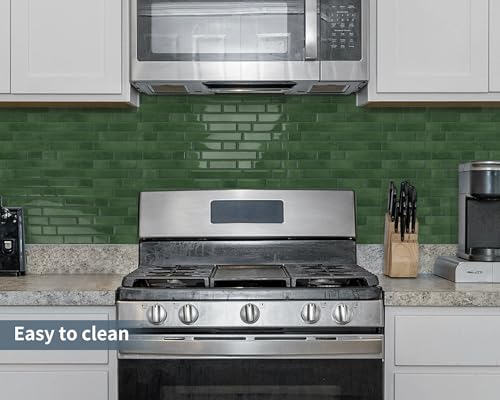 Tiwoos Green Peel and Stick Tile Backsplash 12"x12" Self Adhesive Wall Tiles 3D Marble for Kitchen, (10-Sheet) - Image 5
