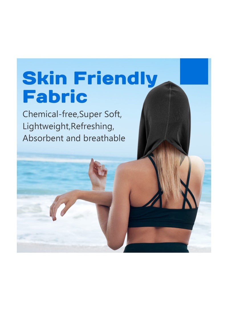 Cooling Hoodie Towel, Cooling Towels for Neck and Face, When Wet Cooling Neck Wraps, UV Protection Cooling Neck Wraps, Sport Workout Camping Cycling Cool Towel for Hot Weather (Black+Grey)(2 Pack) - Image 5