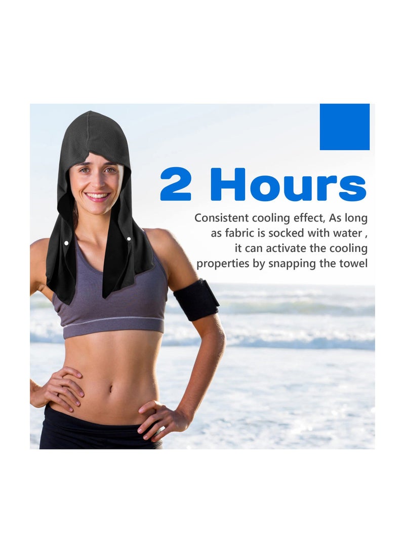 Cooling Hoodie Towel, Cooling Towels for Neck and Face, When Wet Cooling Neck Wraps, UV Protection Cooling Neck Wraps, Sport Workout Camping Cycling Cool Towel for Hot Weather (Black+Grey)(2 Pack) - Image 2