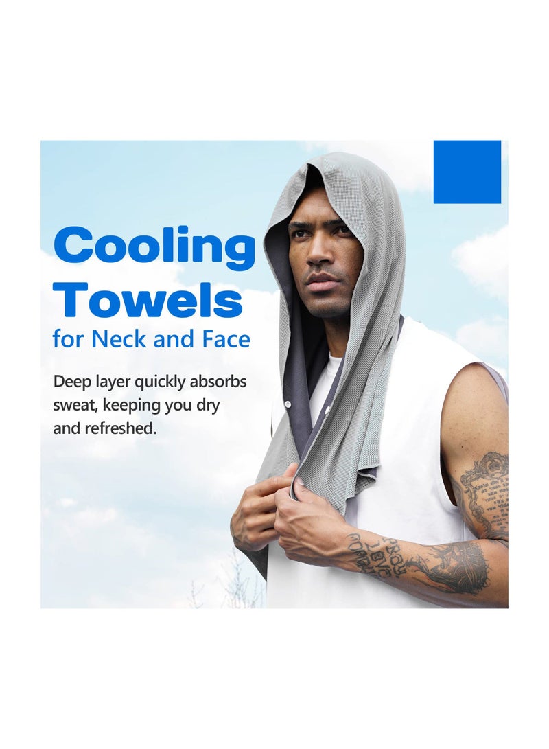 Cooling Hoodie Towel, Cooling Towels for Neck and Face, When Wet Cooling Neck Wraps, UV Protection Cooling Neck Wraps, Sport Workout Camping Cycling Cool Towel for Hot Weather (Black+Grey)(2 Pack) - Image 4