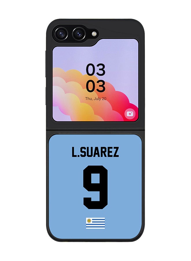 Stylizedd Rugged Black edge case for Samsung Galaxy Z Flip5, Slim fit Soft Case Flexible Rubber Edges Anti Drop TPU Gel Thin Cover -  Football Team - Uruguay , Player Name - L.Suarez - Image 1
