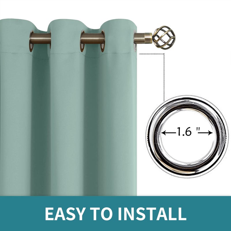 BGment الستائر التعتيم بريال - غرفة نوم معزولة حرارية غامق وستائر غرفة المعيشة مجموعة من لوحين (52 × 108 بوصة خضراء خضراء) - Image 5