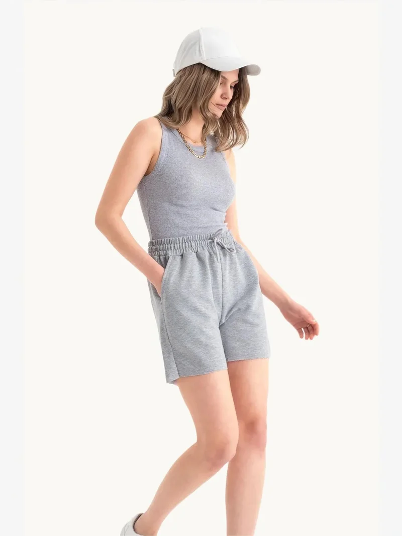 HICCUP 2 Pieces: Round Neck Basic Tank Top & Mid Rise Drawstring Shorts