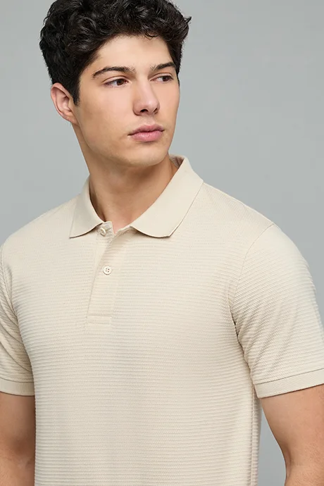 R&B Textured Polo T-Shirt with Short Sleeves