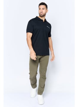 Maserati Men Regular Fit Brand Logo Short Sleeves Polo Shirt, Black  - Image 3