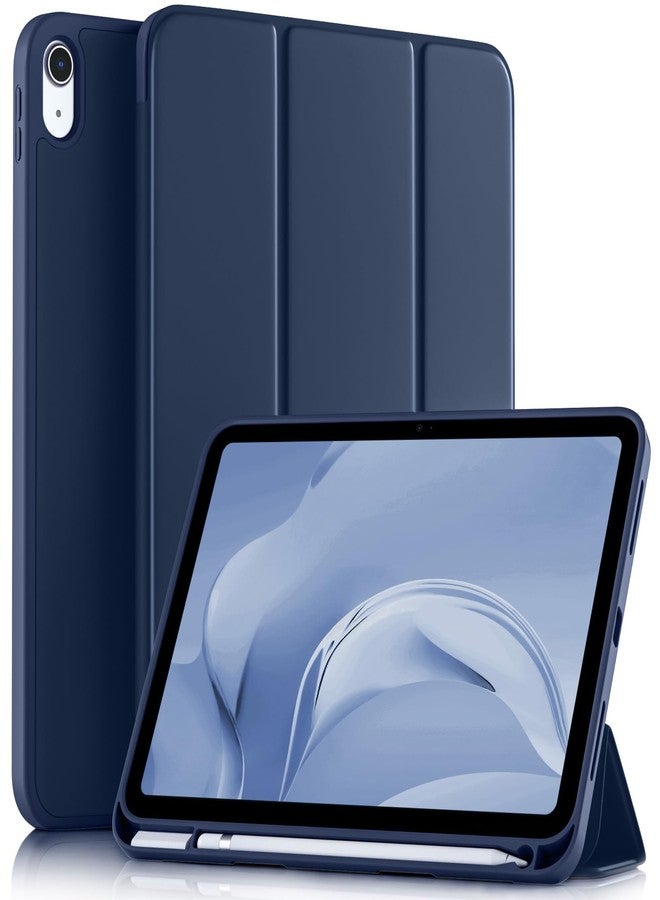 Akkerds جراب Akkerds متوافق مع iPad (A16) الجيل الحادي عشر 11 بوصة 2025، وجراب iPad الجيل العاشر 10.9 بوصة 2022 مع حامل قلم، غطاء حماية ثلاثي الطي رفيع مع ظهر TPU ناعم، أزرق داكن - Image 1