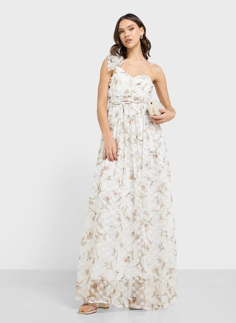 ايلا فستان كتف واحد بنقوش الزهور - Image 4